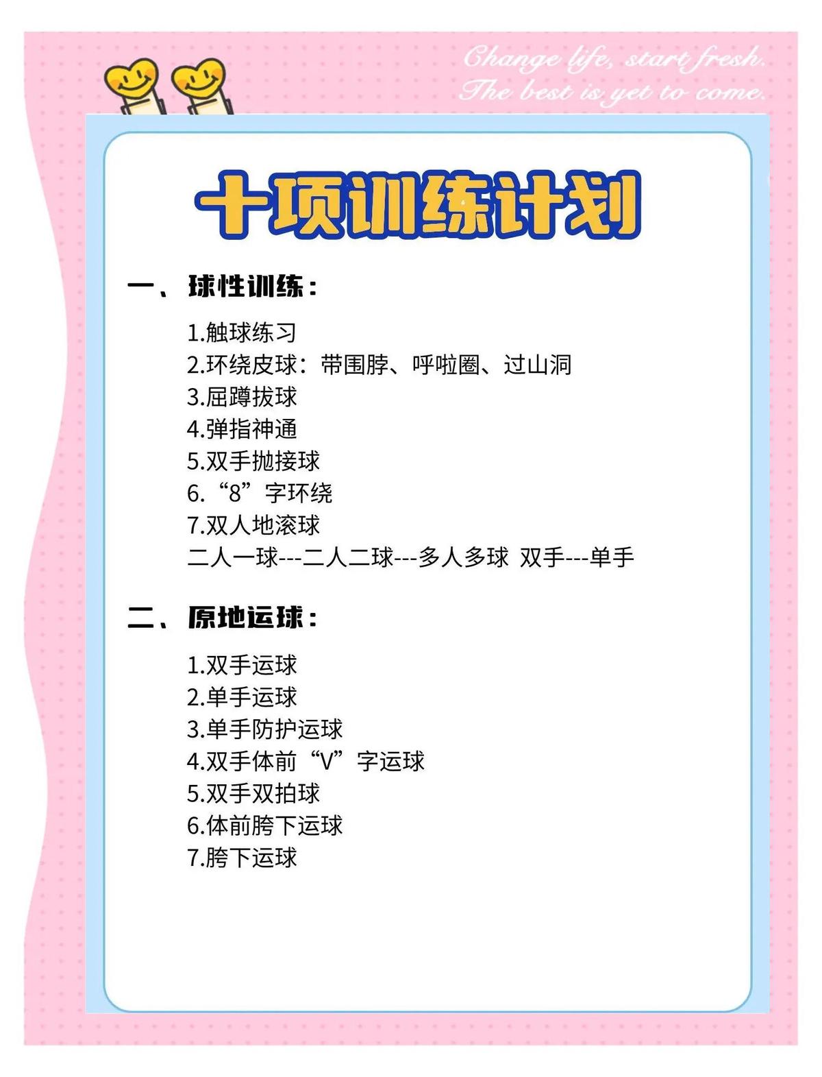 篮球训练要求